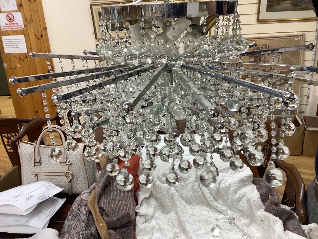 A glass sphere chandelier
